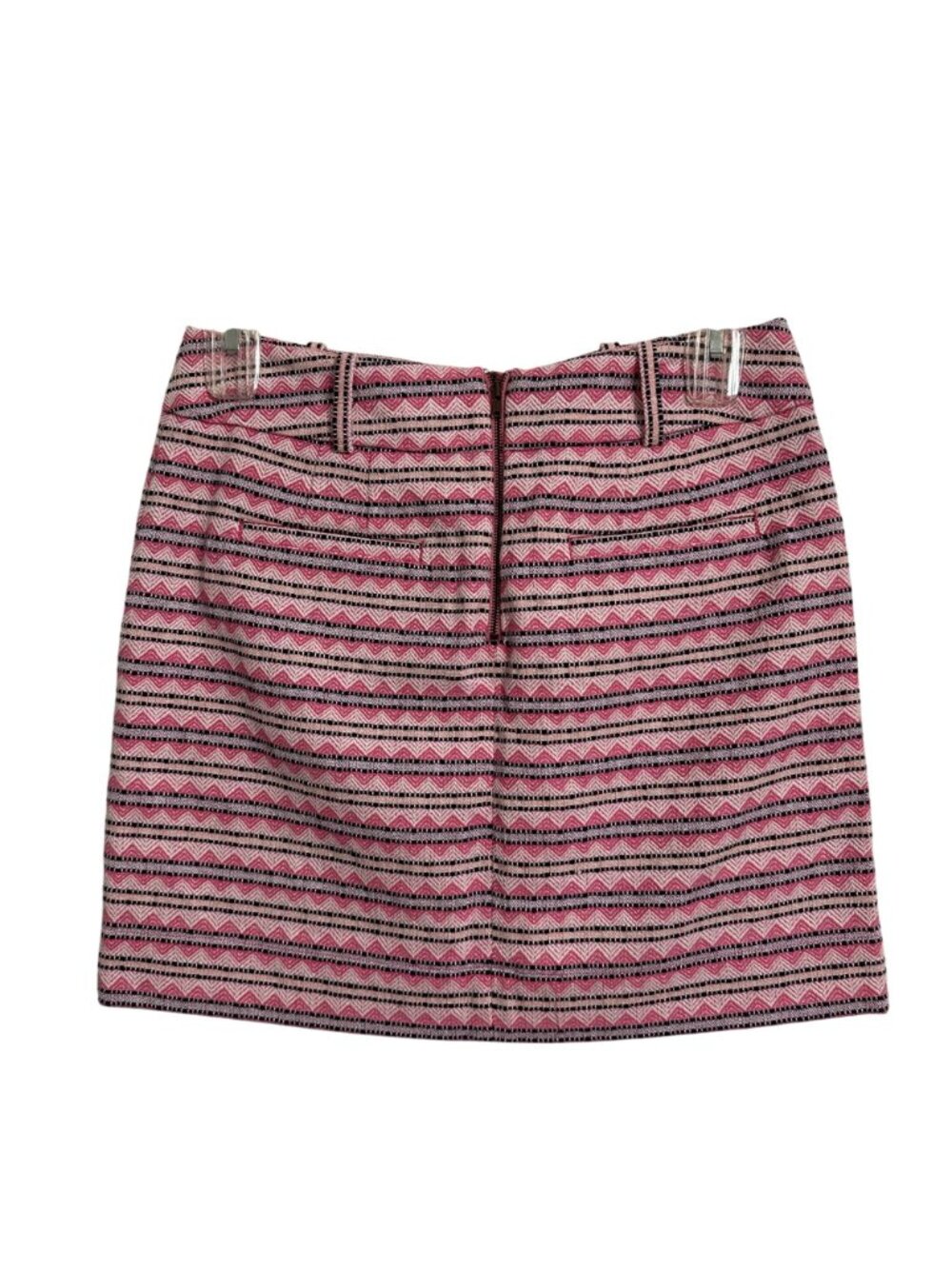 LOFT Womens Pink & Black Chevron Striped Jacquard Mini Skirt SZ 8 Preppy Y2K - Picture 3 of 6
